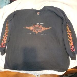 Harley-Davidson Black Long Sleeve Shirt with Flame Design